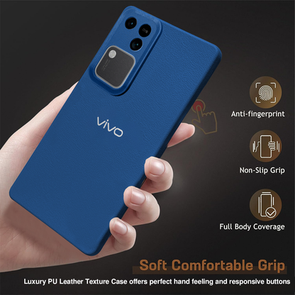 Vivo V30 5G Solid Color Leather Texture Matte Phone Back Case