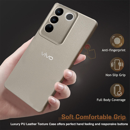 VIVO Y200 5G Solid Color Leather Texture Matte Phone Back Case