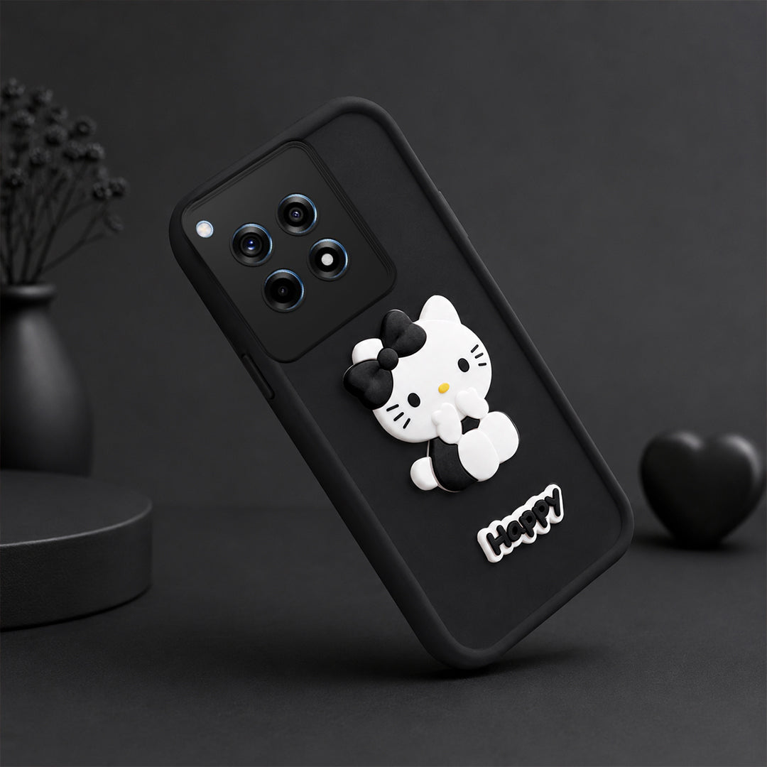 ONEPLUS 12R 5G Soft Silicone 3D Hello Kitty character design Back Case with Camera Protection