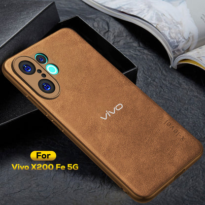 VIVO X200 FE 5G Business Style PU LEATHER PROTECTIVE BACK CASE WITH CAMERA PROTECTION