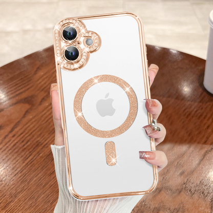 IPHONE 16 PLUS 5G Diamond Gradient Plated MagSafe TPU With Camera Lens Protection Phone Case