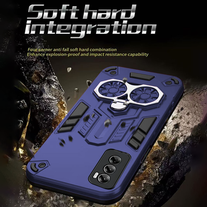 Oppo Reno 12 5G Armor knight Series Camera Protection 2 in 1 Shockproof Phone Cover with Kickstand