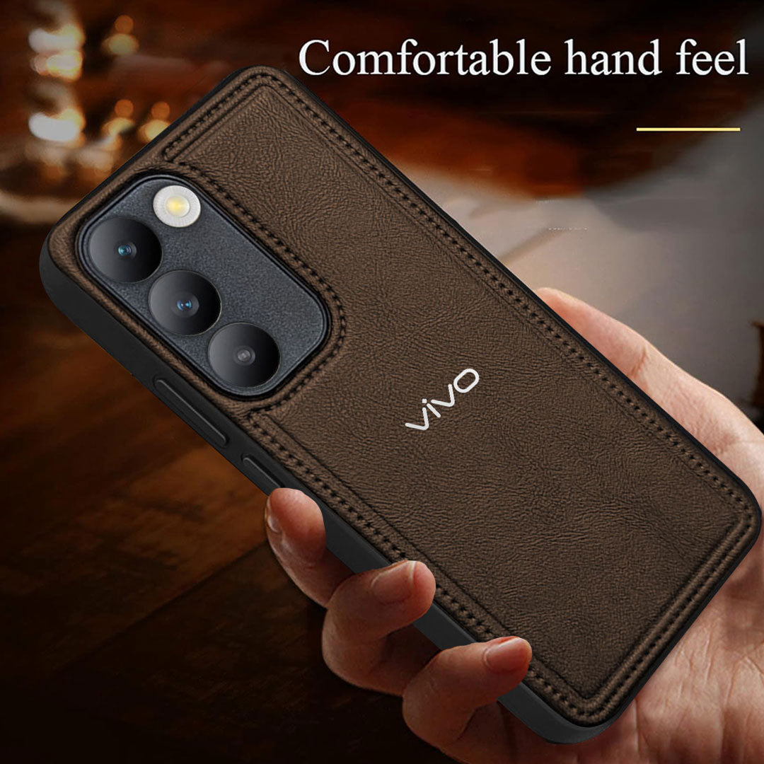 VIVO T3 5G Vintage Leather Stitched Protective Back Case