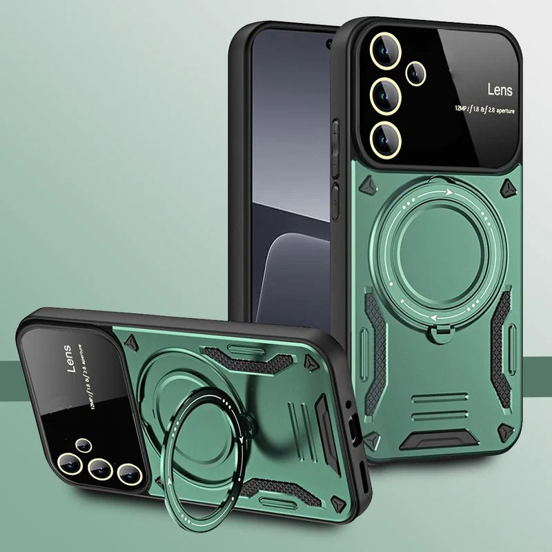 SAMSUNG GALAXY S23 FE 5G Heavy Duty Rugged Shockproof Camera Lens Protector Phone Cover with Kickstand