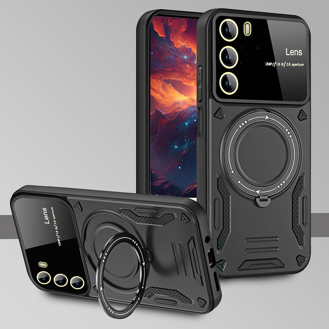 Oppo Reno 12 5G Heavy Duty Rugged Shockproof Camera Lens Protector Phone Cover with Kickstand