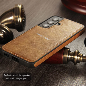 Galaxy S23 FE 5G Drop Protection | Raised Camera Edges Protective Back Leather Case