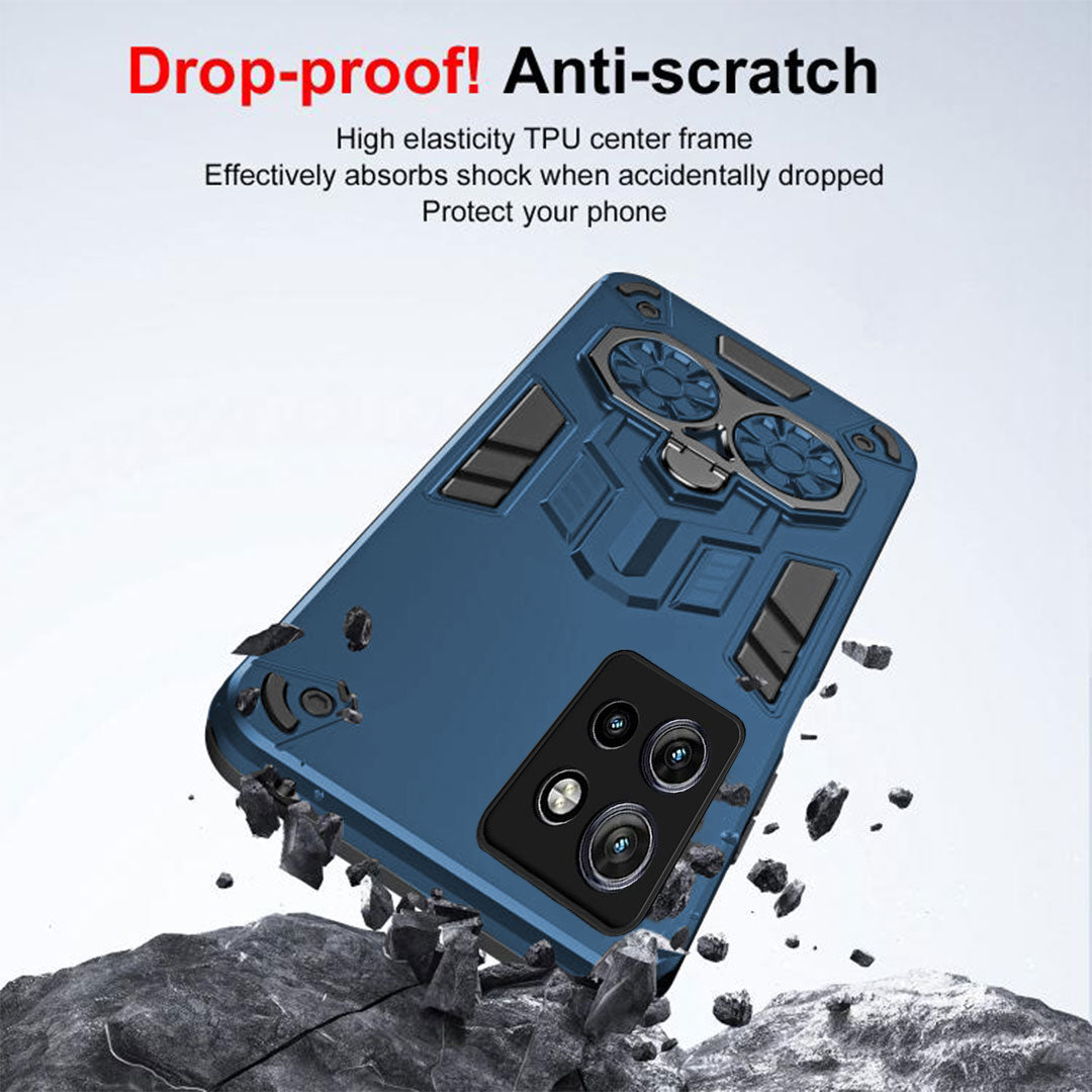 Motorola Edge 50 Neo 5G Armor knight Series Camera Protection 2 in 1 Shockproof Phone Cover with Kickstand