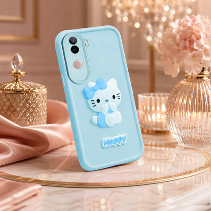 VIVO V40E 5G Soft Silicone 3D Hello Kitty character design Back Case with Camera Protection