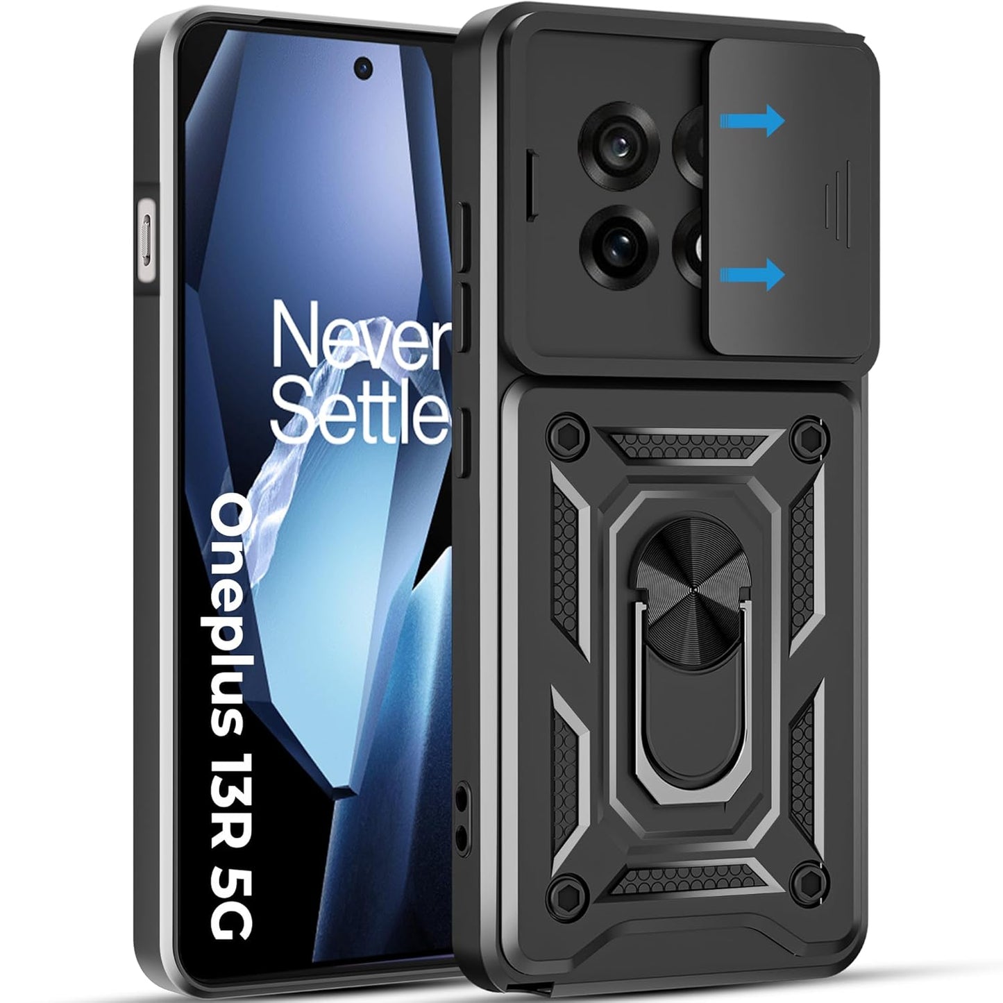 ONEPLUS 13r 5G Armor Military-grade Case With Sliding Camera Cover & 360 Kickstand