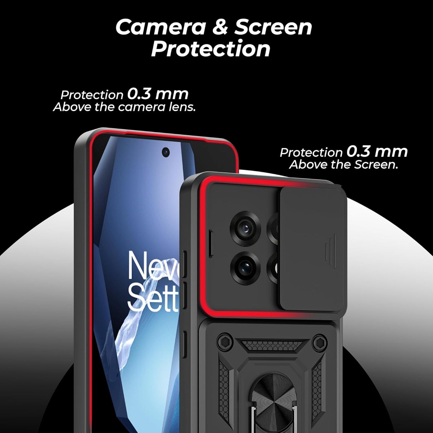 ONEPLUS 13r 5G Armor Military-grade Case With Sliding Camera Cover & 360 Kickstand
