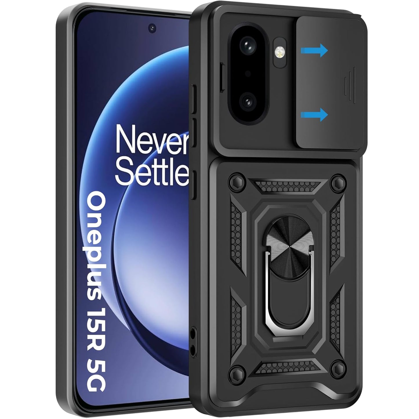 ONEPLUS 15r 5G Armor Military-grade Case With Sliding Camera Cover & 360 Kickstand