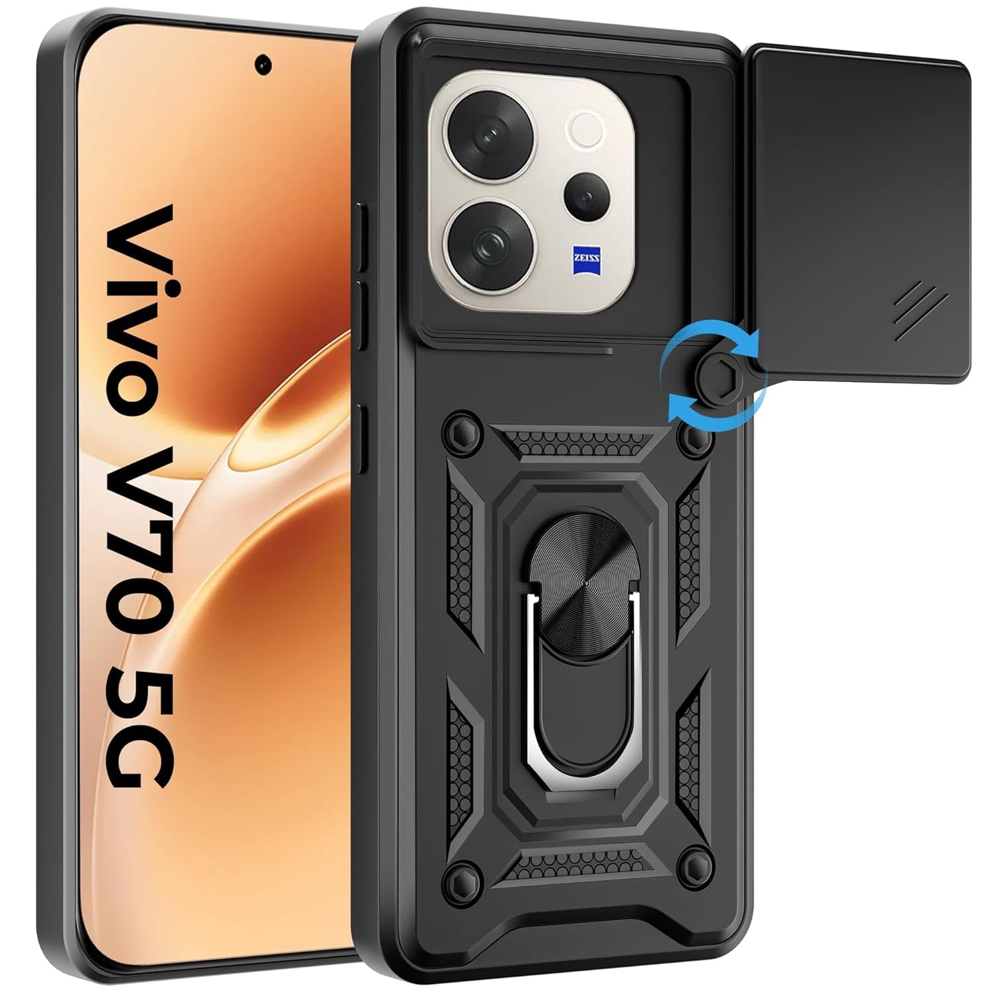 VIVO V70 5G Armor Military-grade Case With Sliding Camera Cover & 360 Kickstand
