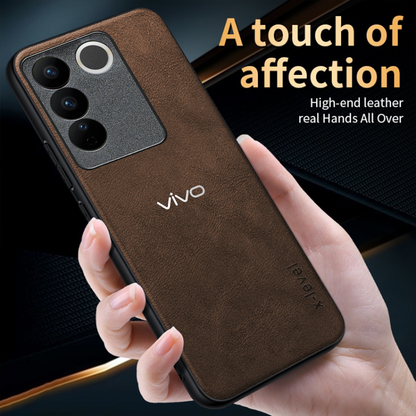 VIVO V27 5G Business Style PU LEATHER PROTECTIVE BACK CASE WITH CAMERA PROTECTION