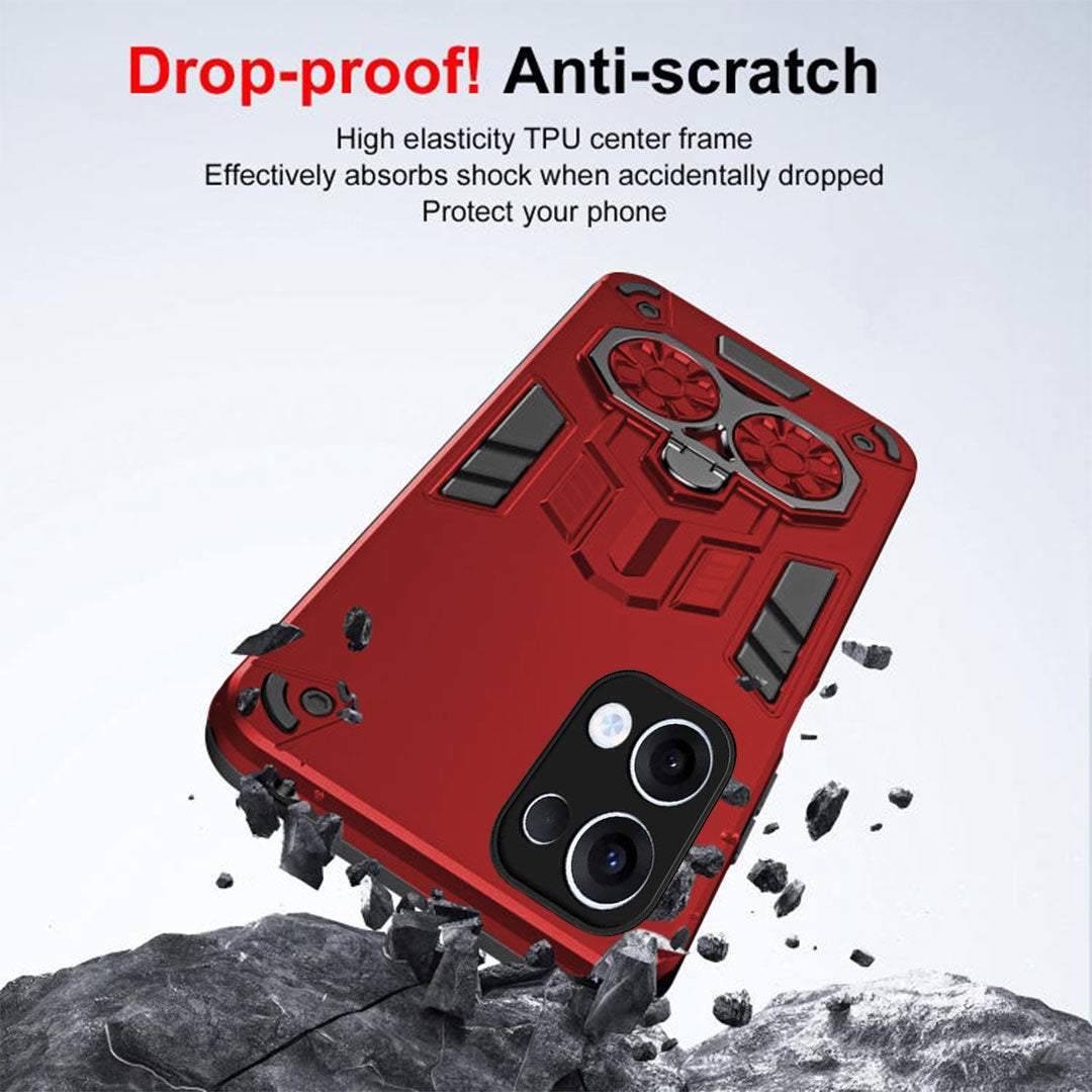Oppo Reno 13 5G Armor knight Series Camera Protection 2 in 1 Shockproof Phone Cover with Kickstand