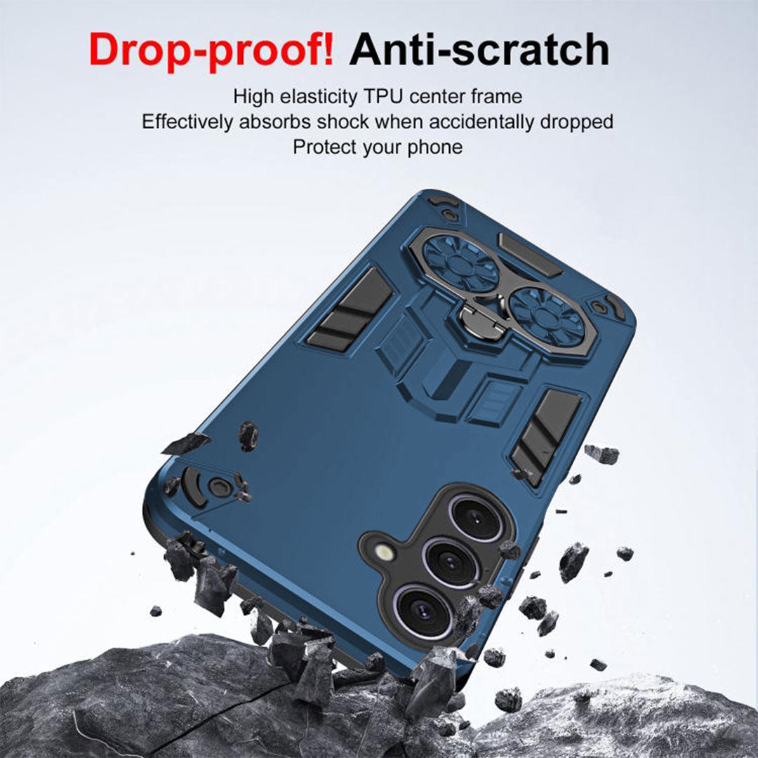 Samsung S23Fe 5G Armor knight Series Camera Protection 2 in 1 Shockproof Phone Cover with Kickstand