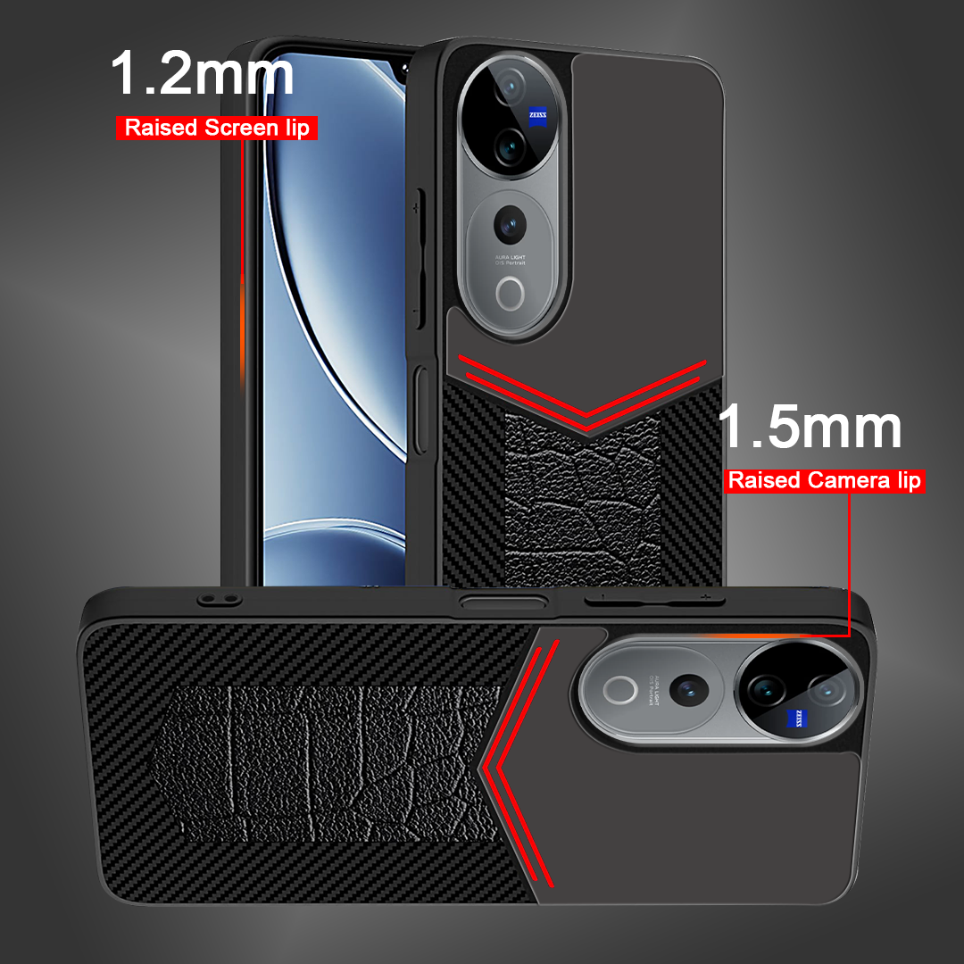 VIVO V40/V40 PRO 5G Ultra Hybrid Carbon Fiber Shockproof TPU + Poly Carbonate Back Cover Case