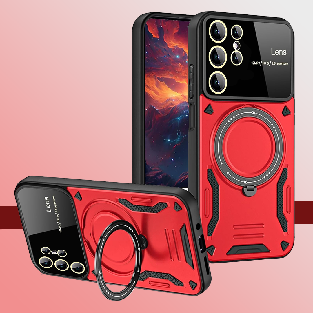 SAMSUNG GALAXY S25 Ultra 5G Heavy Duty Rugged Shockproof Camera Lens Protector Phone Cover with Kickstand