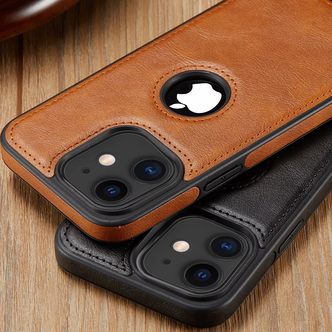 IPHONE 12 5G Drop Protection | Raised Camera Edges Protective Back Leather Case