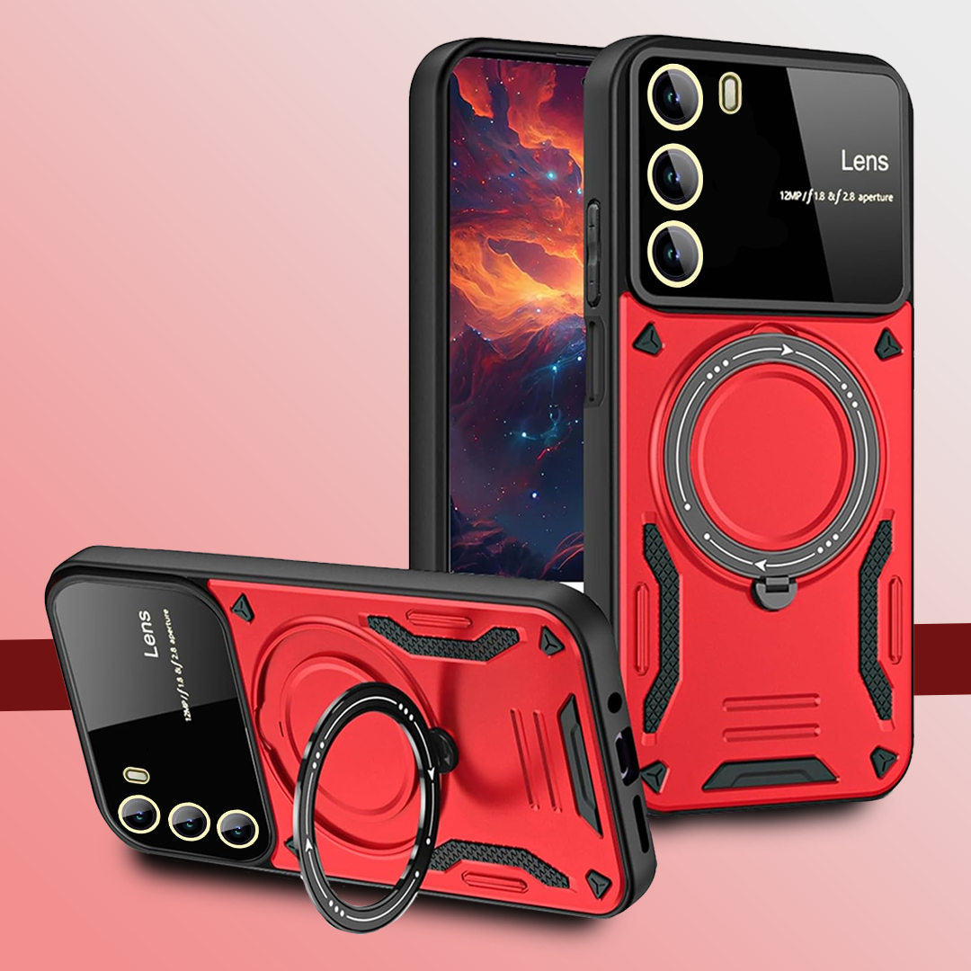 Oppo Reno 12 5G Heavy Duty Rugged Shockproof Camera Lens Protector Phone Cover with Kickstand