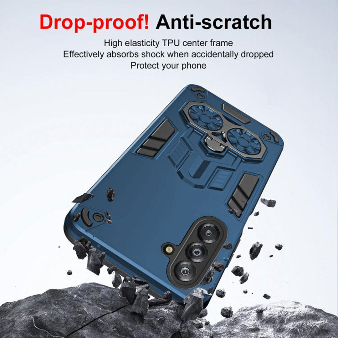 Samsung Galaxy A56 5G Armor knight Series Camera Protection 2 in 1 Shockproof Phone Cover with Kickstand