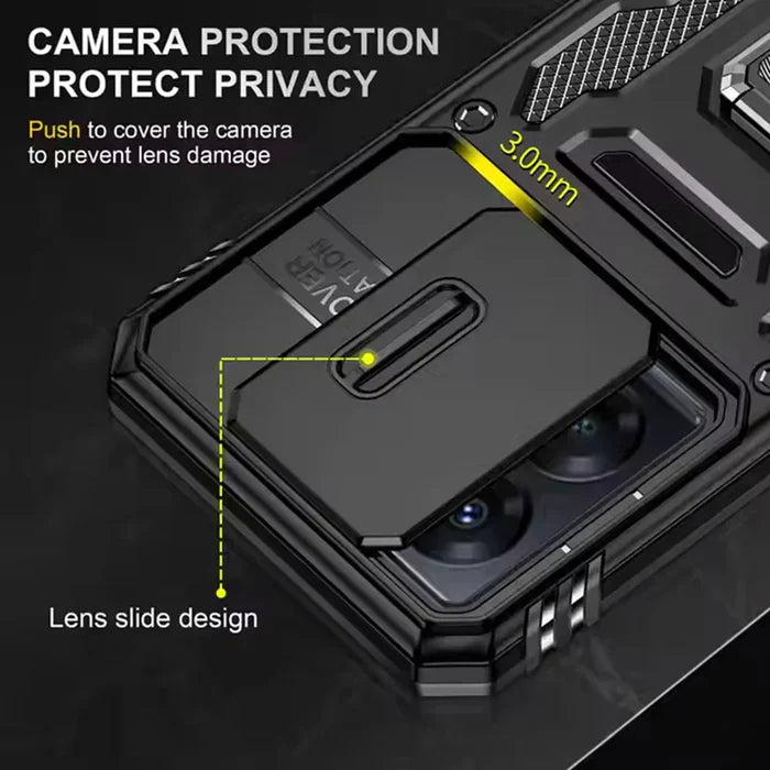 VIVO Y200E 5G Armor Military-grade Case With Sliding Camera Cover & 360 Kickstand