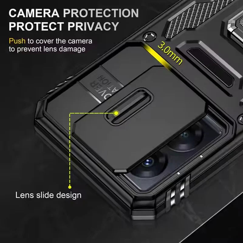VIVO V29 5G Armor Military-grade Case With Sliding Camera Cover & 360 Kickstand-BLACK