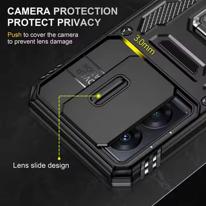 Motorola Edge 50 Fusion 5G Armor Military-grade Case With Sliding Camera Cover & 360 Kickstand