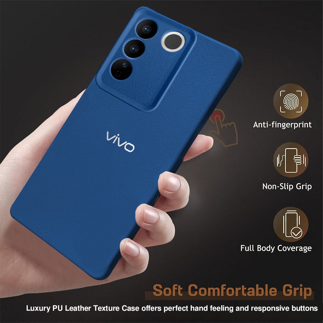 VIVO Y200 5G Solid Color Leather Texture Matte Phone Back Case