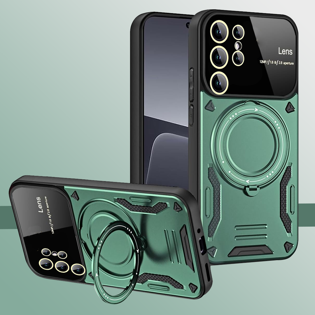SAMSUNG GALAXY S23 Ultra 5G Heavy Duty Rugged Shockproof Camera Lens Protector Phone Cover with Kickstand
