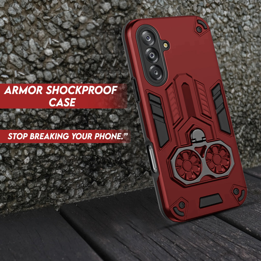 Samsung Galaxy A17 5G Armor knight Series Camera Protection 2 in 1 Shockproof Phone Cover with Kickstand
