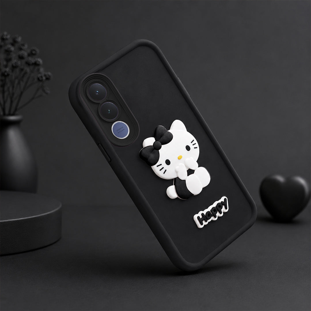 VIVO V70FE 5G Soft Silicone 3D Hello Kitty character design Back Case with Camera Protection