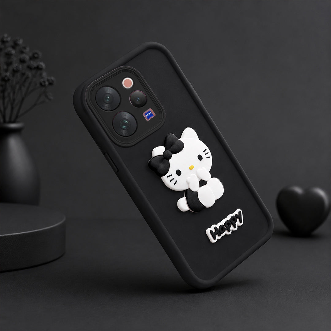 VIVO V70 5G Soft Silicone 3D Hello Kitty character design Back Case with Camera Protection