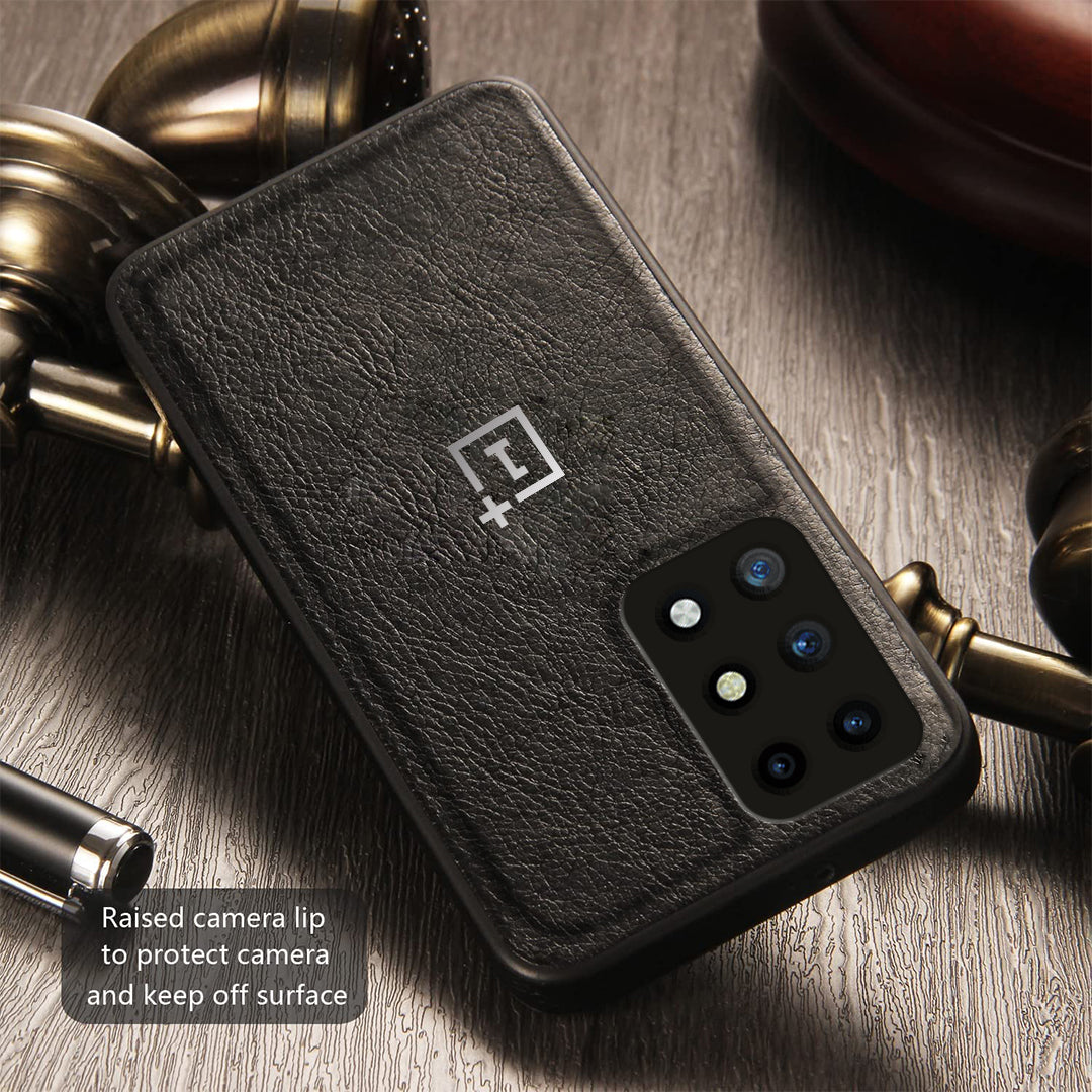 OnePlus 9R 5G VINTAGE PU LEATHER PROTECTIVE BACK CASE-Black