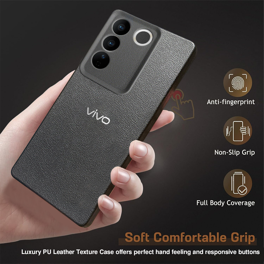 VIVO V27 5G Solid Color Leather Texture Matte Phone Back Case