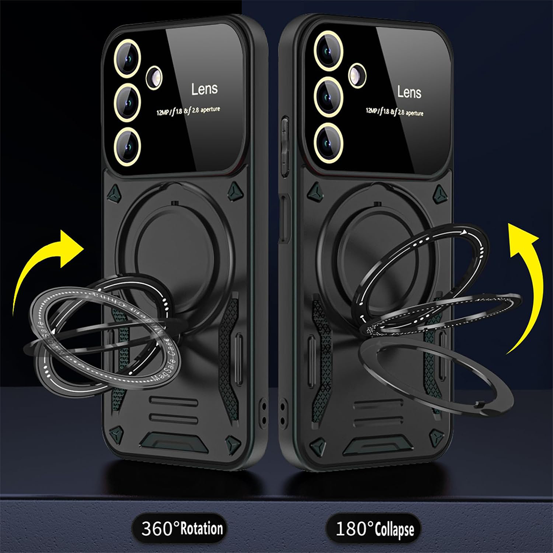 SAMSUNG GALAXY S23 FE 5G Heavy Duty Rugged Shockproof Camera Lens Protector Phone Cover with Kickstand