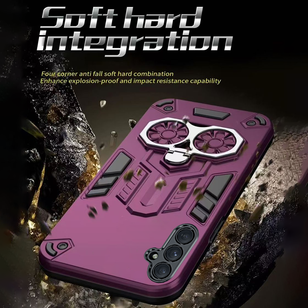Samsung S24 5G Armor knight Series Camera Protection 2 in 1 Shockproof Phone Cover with Kickstand