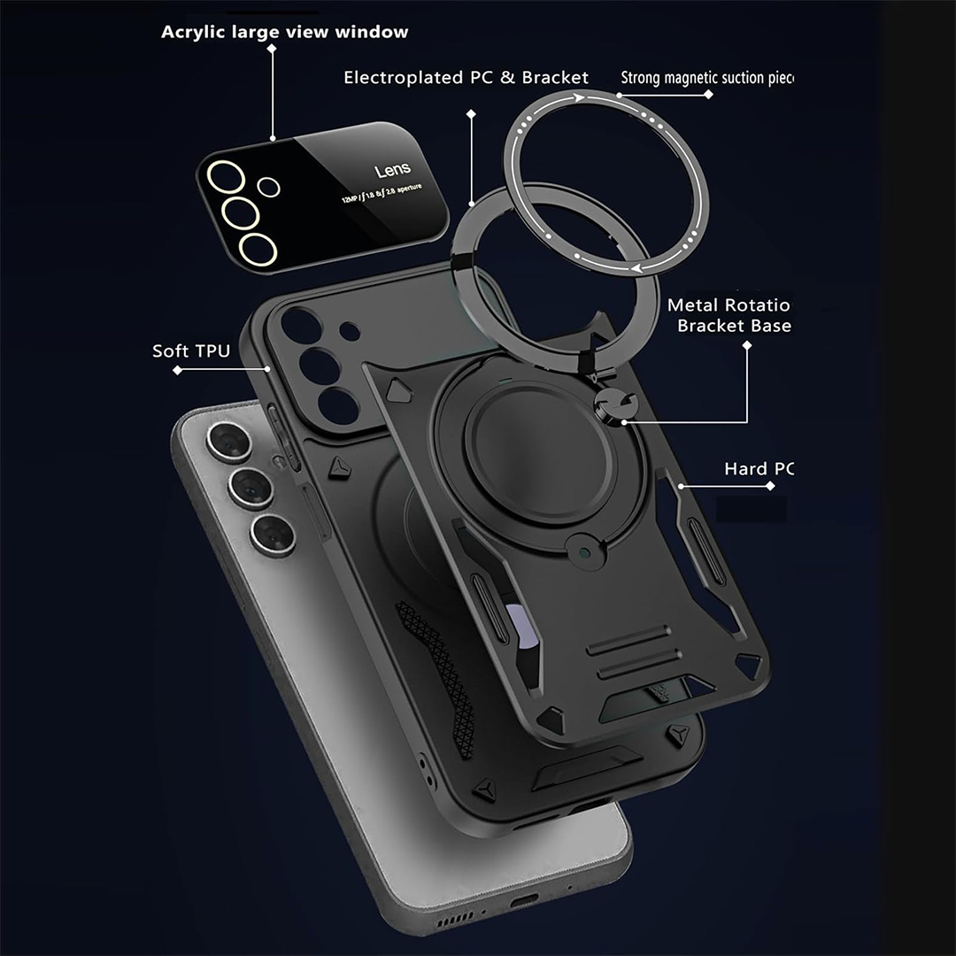 Oppo Reno 12 5G Heavy Duty Rugged Shockproof Camera Lens Protector Phone Cover with Kickstand
