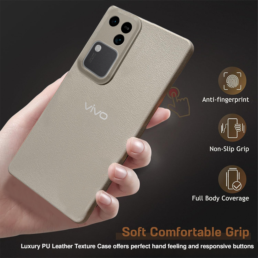 Vivo V30 5G Solid Color Leather Texture Matte Phone Back Case