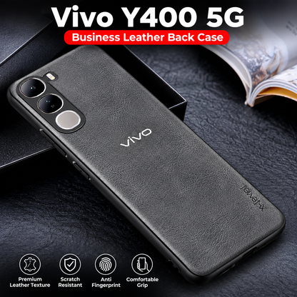 VIVO Y400 5G Business Style PU LEATHER PROTECTIVE BACK CASE WITH CAMERA PROTECTION
