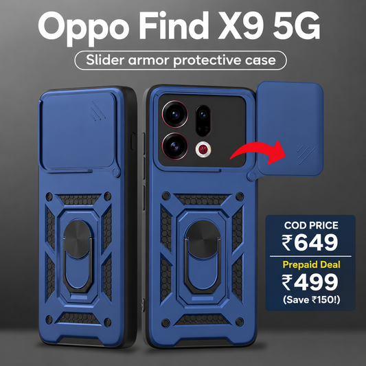 Oppo FIND X9 5G Armor Military-grade Case With Sliding Camera Cover & 360 Kickstand