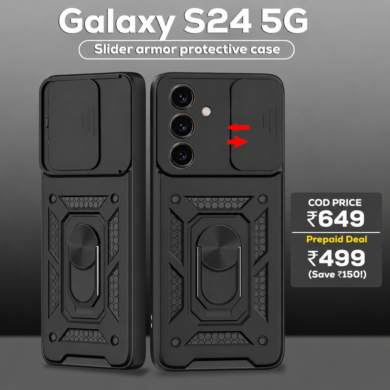 Samsung Galaxy S24 5g Armor Military-grade Case With Sliding Camera Cover & 360 Kickstand