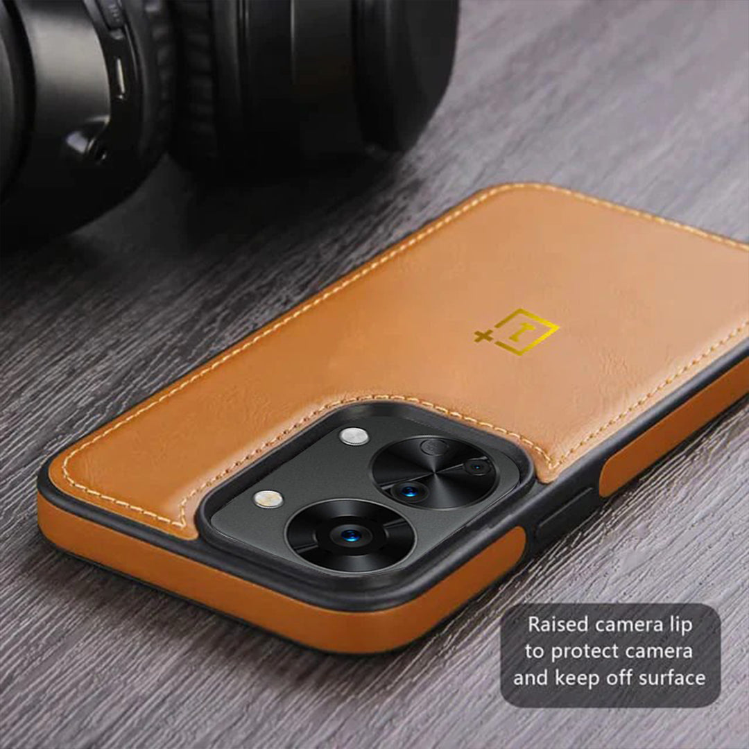 OnePlus Nord 2T 5G Series Vintage Leather Stitched Protective Back Case