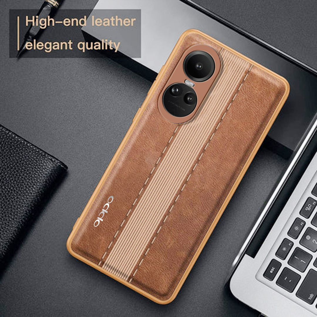 OPPO RENO 10/10 PRO 5G LEATHER BACK STITCHED PROTECTIVE BACK CASE