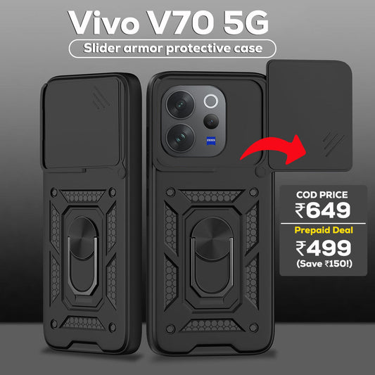 VIVO V70 5G Armor Military-grade Case With Sliding Camera Cover & 360 Kickstand