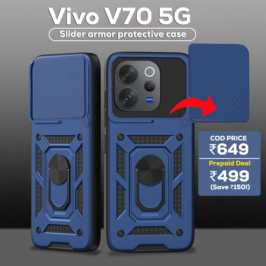 VIVO V70 5G Armor Military-grade Case With Sliding Camera Cover & 360 Kickstand