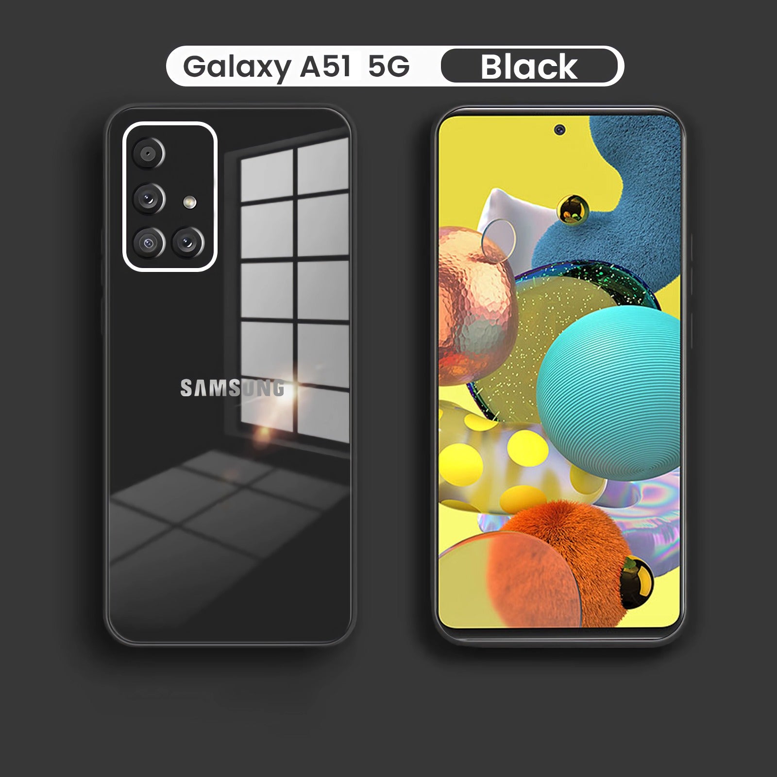 Galaxy A51 Luxurious Glass Case With Camera Protection Back Cover