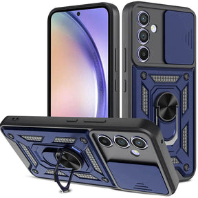 Galaxy A15 5g Armor Military-grade Case With Sliding Camera Cover & 360 Kickstand-black