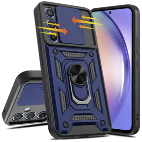 Galaxy A15 5g Armor Military-grade Case With Sliding Camera Cover & 360 Kickstand-black