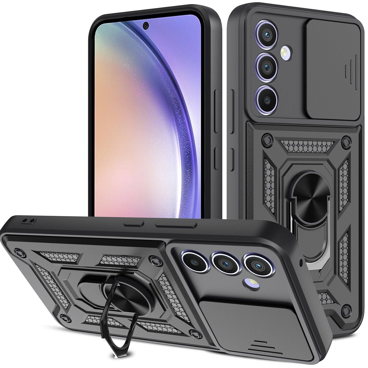 Galaxy A54/A34 5g Armor Military-grade Case With Sliding Camera Cover & 360 Kickstand