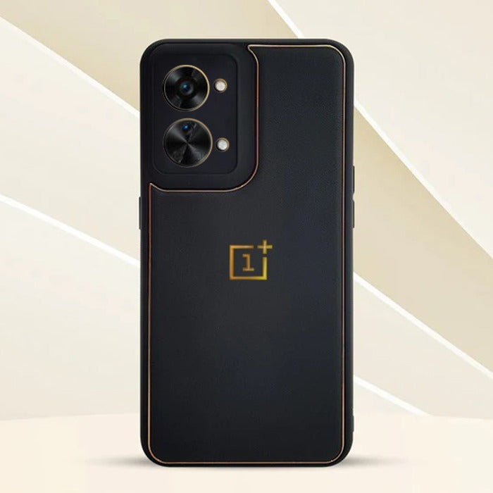 OnePlus NORD 2T 5G Gold Electroplating Leather Chrome Back Cover With Logo